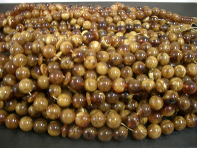 Chololate color loose round amber beads (drilled)