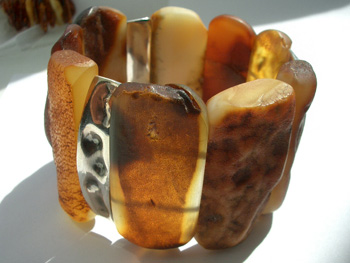 Massive amber bracelet with sterling silver - raw amber bracelet / rough amber bracelet