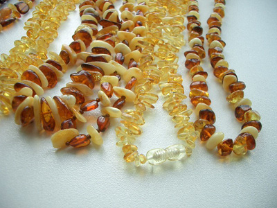 Polished baltic amber chip beads - amber beads