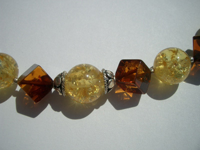 Amber mix beads necklace - cube and round beads