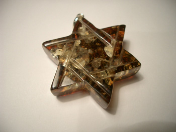 Green and dark cognac color star of David pendant with spangles