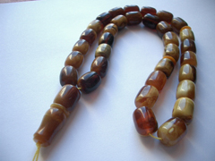 Chololate color amber rosary - 33 or 66 chocolate color box cut beads