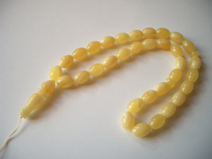 Yellow white amber rosary - Ismamic yellow white amber prayer beads